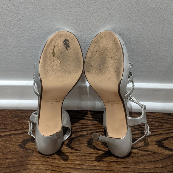 Strappy Silver Metallic Heels with Rhinestones 8 - Picture 5 of 7